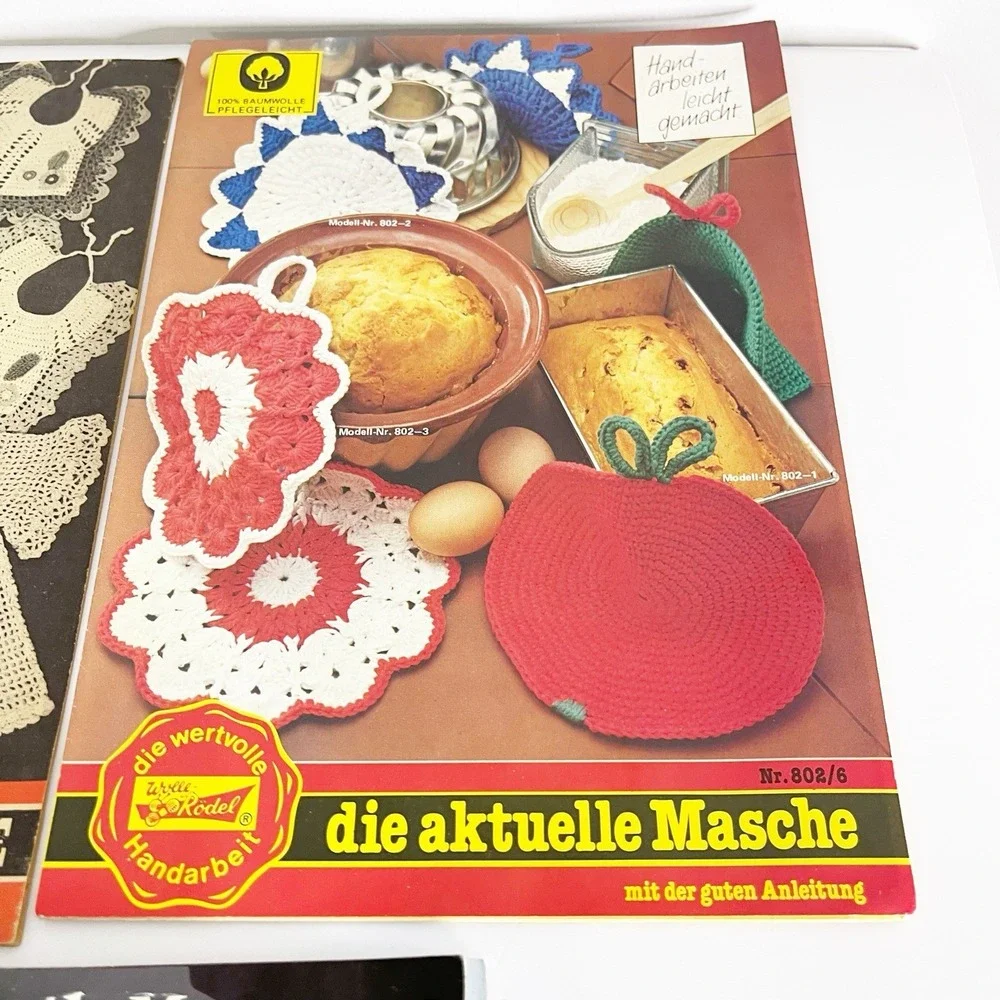 Lot Of 3 German Language Knitting Magazines Instructions Pamphlets Macrame Wool